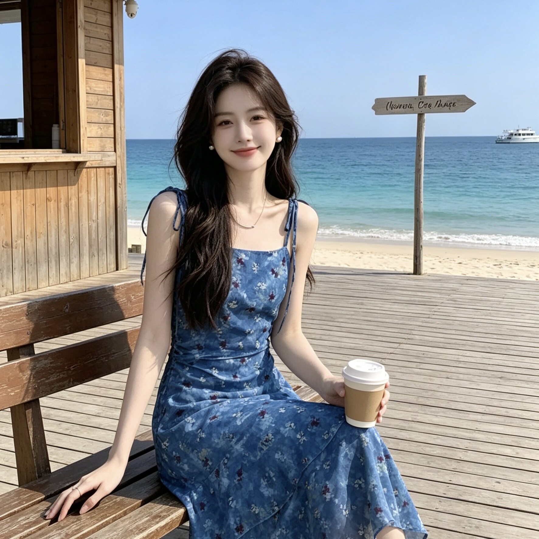 欧美跨境外贸复古碎花吊带连衣裙女夏季海边设计感不规则A字长裙