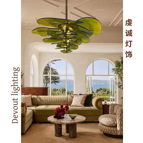 法式玫瑰花精致手工玻璃复古风格客厅餐厅卧室别墅创意样板间吊灯