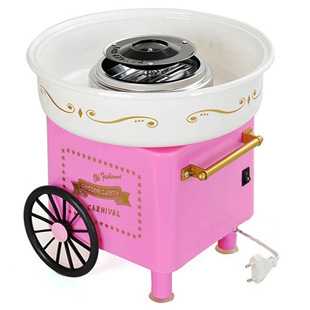 粉色家用复古小推车迷你棉花糖机Cotton candy machine图片