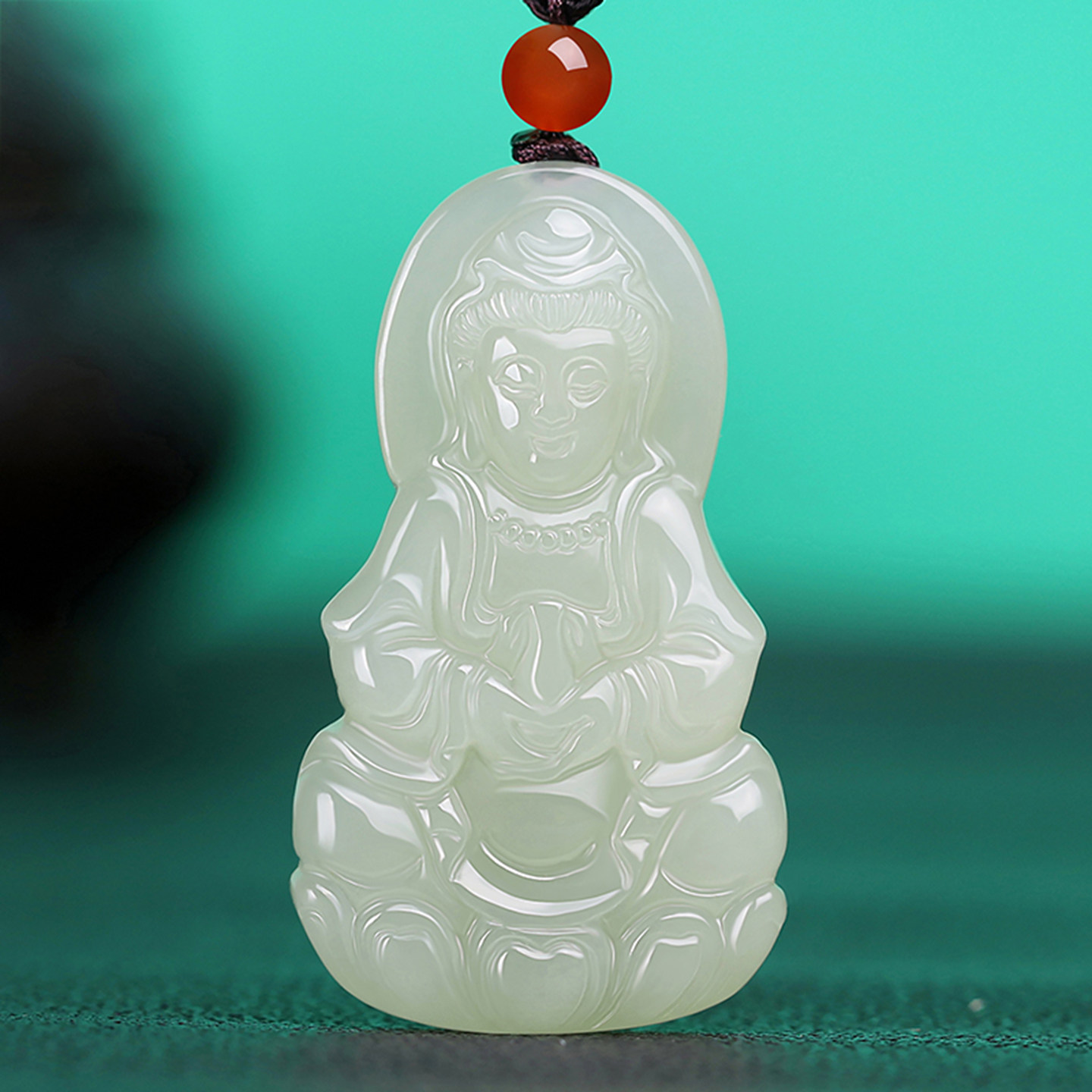 真品天然和田玉观音吊坠精品礼物