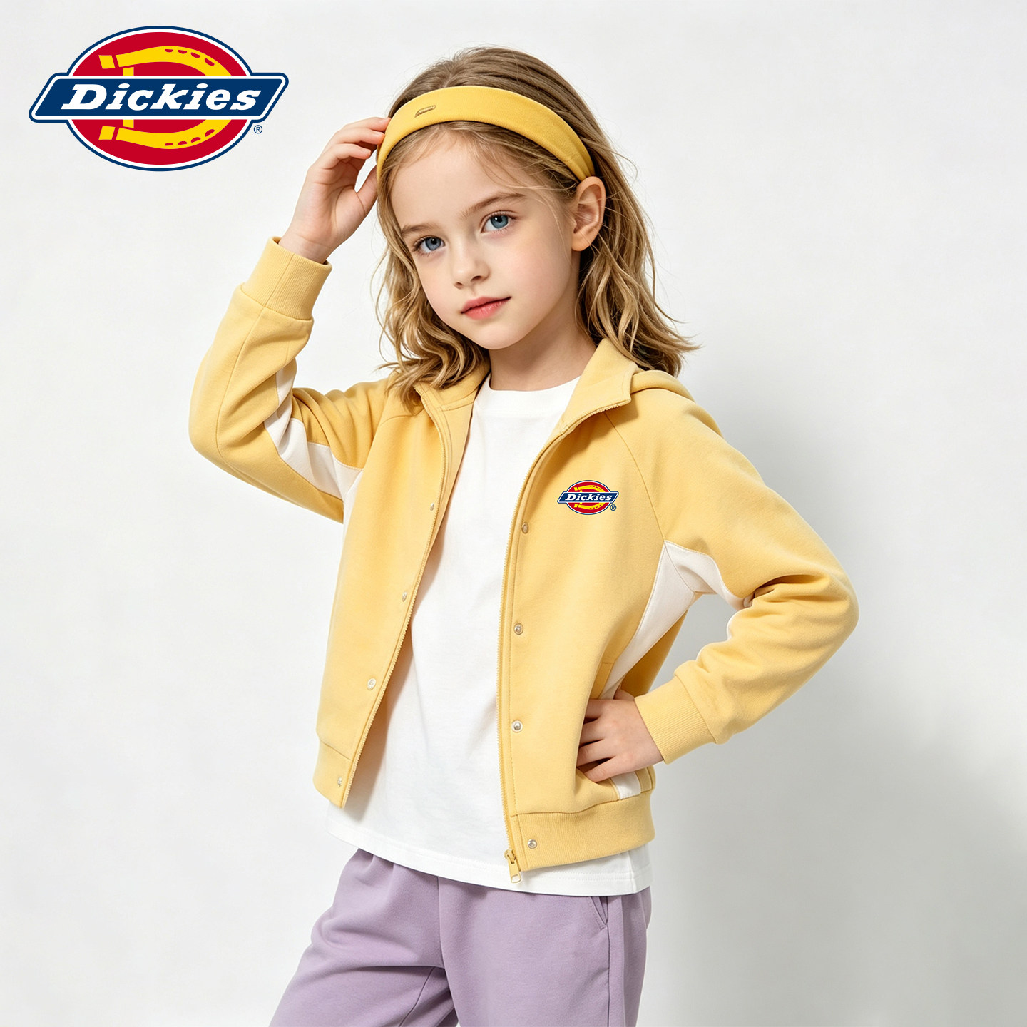 Dickies美式潮牌连帽开衫童装外套男女童春秋款宽松休闲拉链上衣