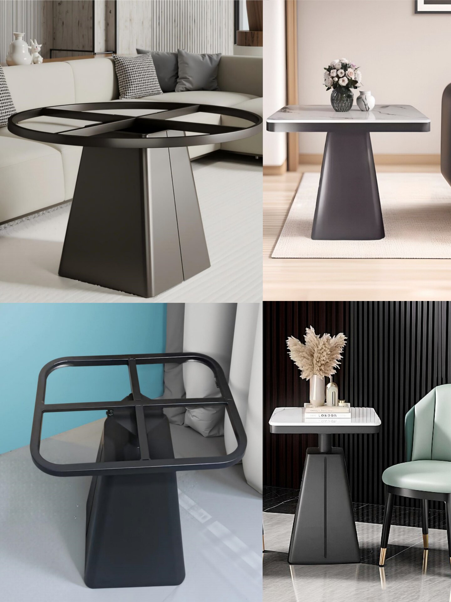 圆形餐桌脚岩板桌腿支架圆桌底座桌子腿大理石茶几脚架图片
