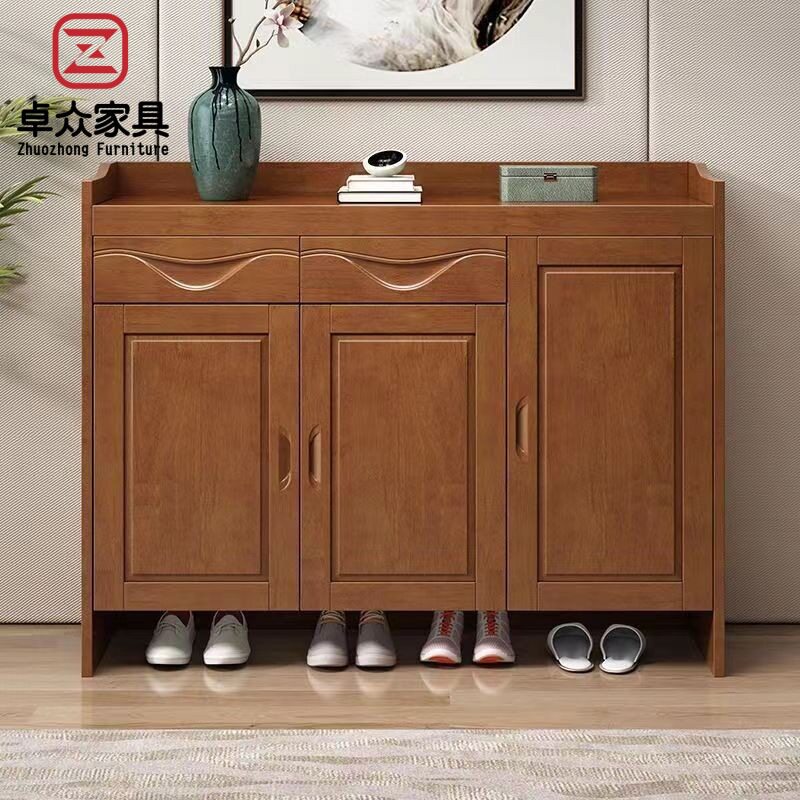 中式实木鞋柜现代简约家用门口门厅柜进门入户大容量储物柜小户型图片