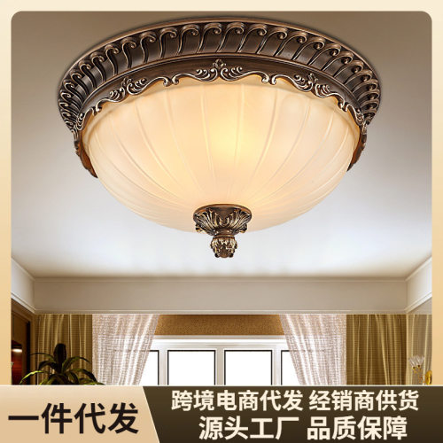 欧式复古LED主卧室吸顶灯圆形美式简约简欧灯具复古风复古风灯具