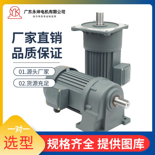 YK永坤三相380V齿轮减速电机卧式变频调速刹车马达1/8HP100W200W