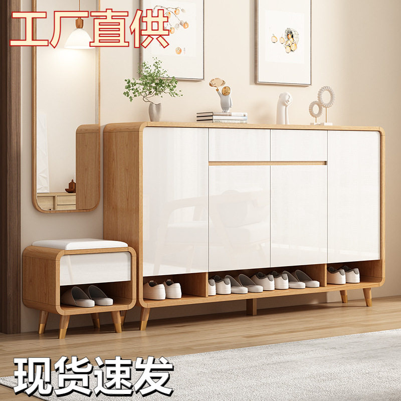实木鞋柜家用门口入户楼道鞋柜储物柜入门一体靠墙门外走廊鞋架图片