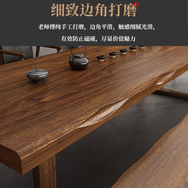 北欧实木长方形饭桌茶桌商用洽谈桌实木简约休闲书桌办公桌广岛椅