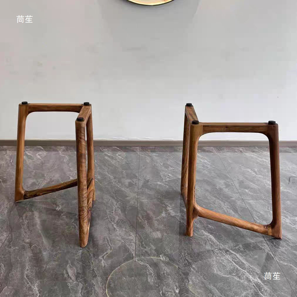 实木蝴蝶造型桌腿支架大板脚架原木桌腿大理石岩板桌脚桌子腿支架图片