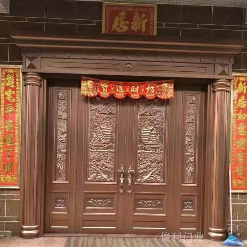 锌合金别墅大门双开门农村自建房进户大门防盗入户门家用铸铝门图片