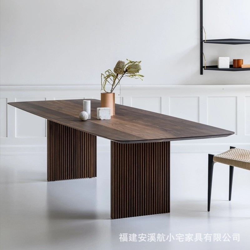 北欧全实木轻奢餐桌简易长方形会议桌做旧创意工作台书桌办公长桌图片