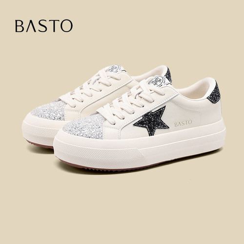 BASTO/百思图亮片厚底休闲板鞋