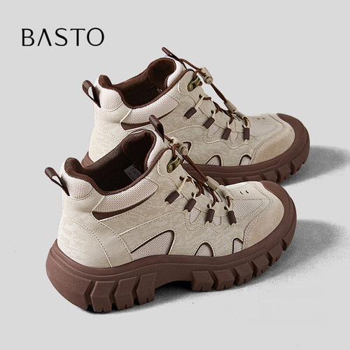BASTO/百思图拼色工装休闲运动鞋
