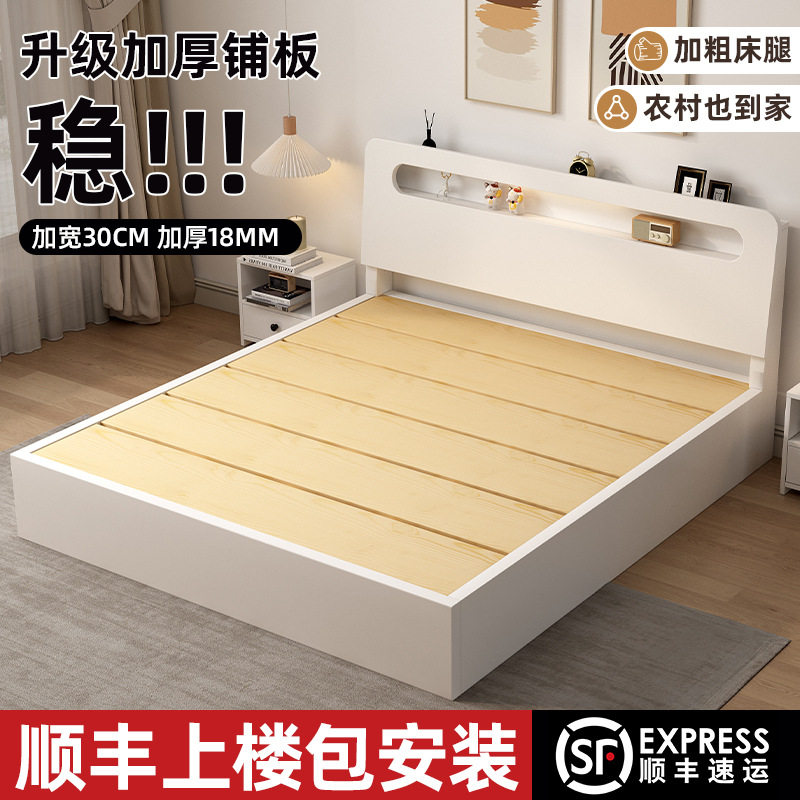 实木床1米5家用单人床1.8双人床主卧工厂直销1.2出租房经济型床架图片