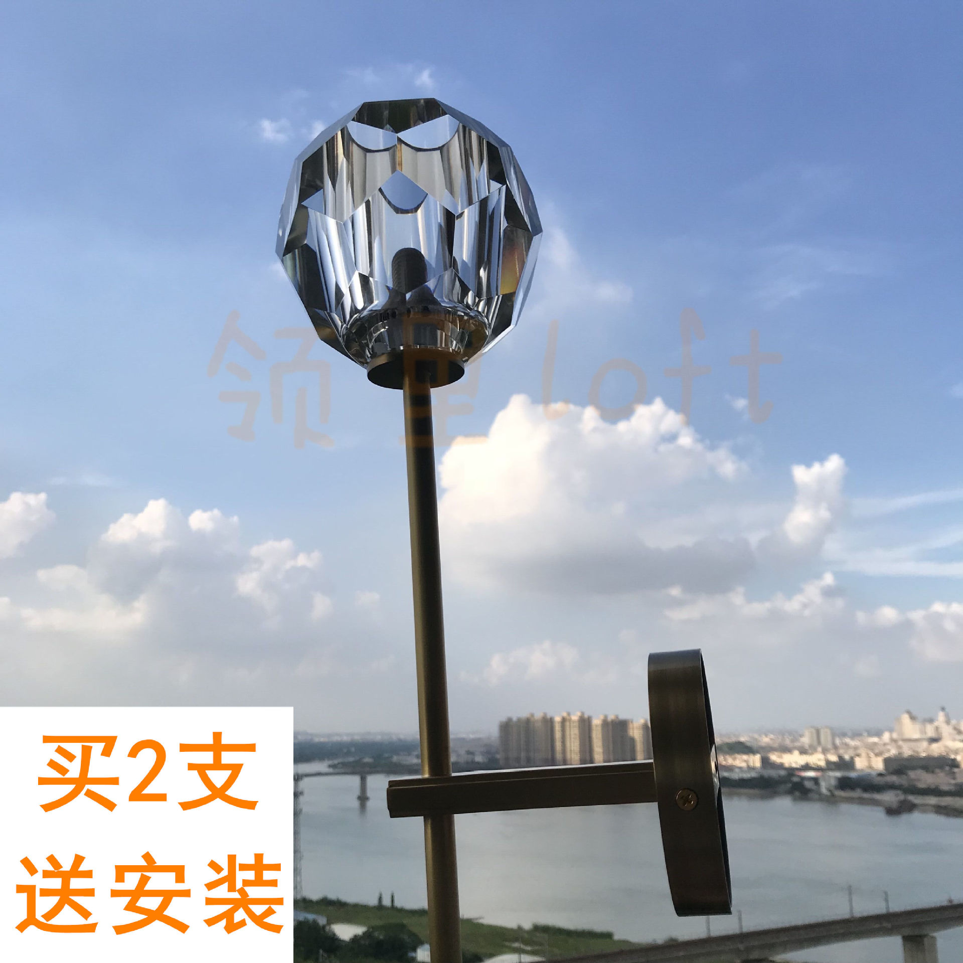 中山工厂直销美式卧室床头高端全铜壁灯奢华后现代欧式水晶长杆过