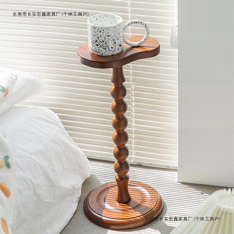 复古实木小边几圆形中古实木小茶几迷你小桌子置物架杯几图片