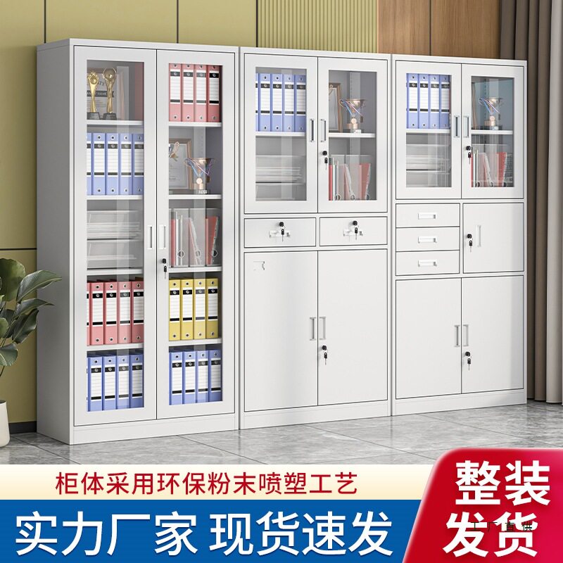 办公室铁皮文件柜带锁抽屉档案资料财务凭证收纳柜钢制储物柜矮柜图片