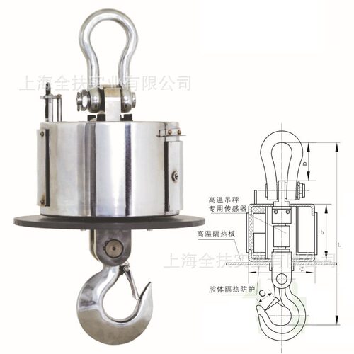 供应上海吊秤2t耐高温吊秤铁水秤OCS-SZ-HBC电子无线耐高温吊钩秤