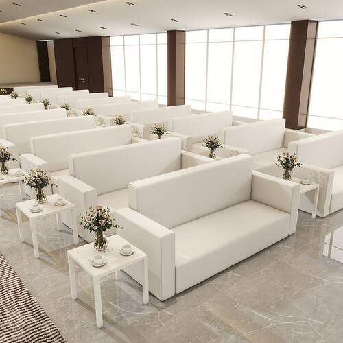 会展沙发接待会客沙发贵宾招待沙发活动前排靠背沙发简易小白沙发