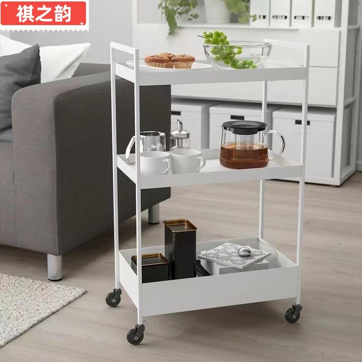 北欧厨房置物架可移动手推车铁艺家用收纳手推车