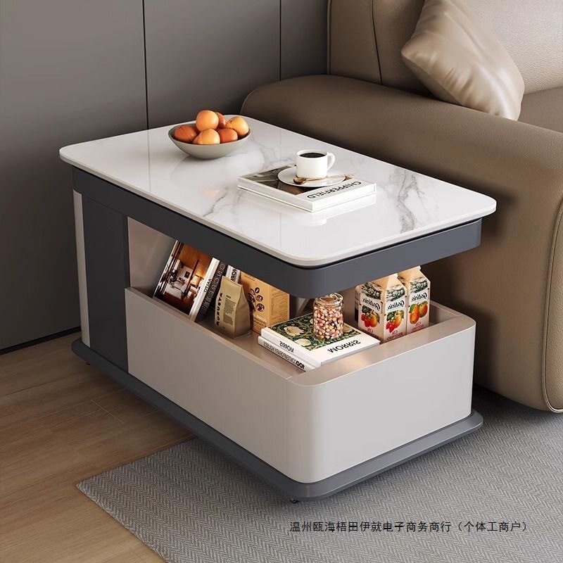 升降小户型多功能小推车岩板客厅家用可移动折叠茶几移动边几带轮图片