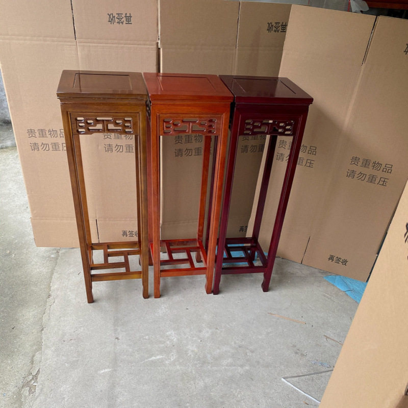 实木花架仿红木中式家用客厅仿古花几室内置物架榆木盆景架子阳台图片