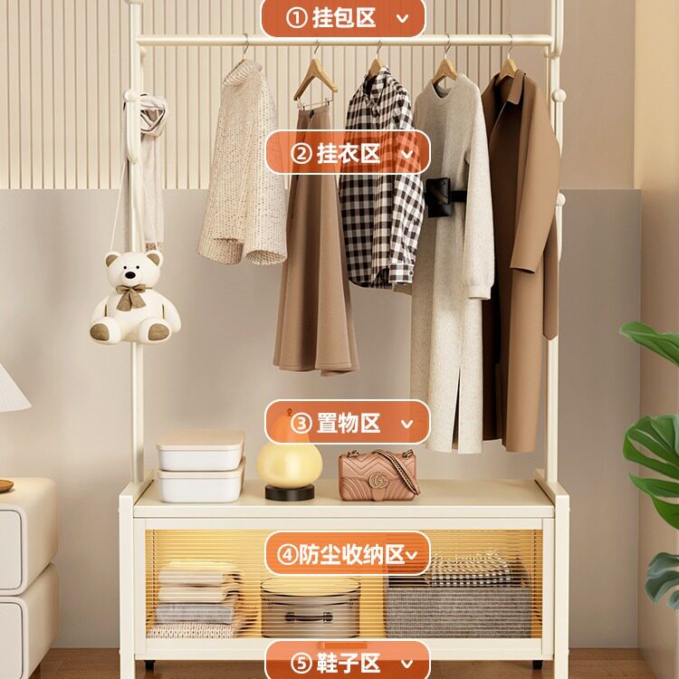 挂衣架落地卧室内家用简易衣帽架可移动晾衣架结实耐用床头收纳架图片