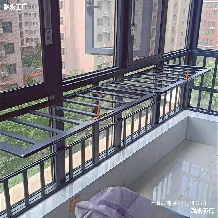 多功能防护栏阳台折叠晾衣架窗户室内儿童安全家用落地防盗窗栏杆图片