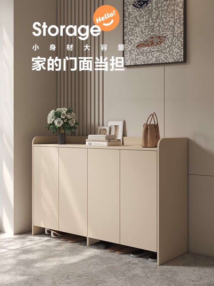 新款2025鞋柜家用门口入户储物柜大容量多层纯实木玄关柜一体图片