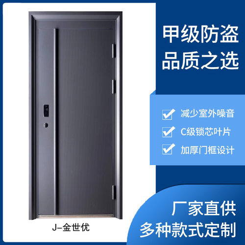 跨境极简竖纹甲级智能防盗门家用C级锁芯加厚隔音现代轻奢入户门
