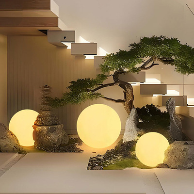 户外草坪氛围灯摆件室内玄关景观造景灯圆球灯绿植庭院球形落地灯