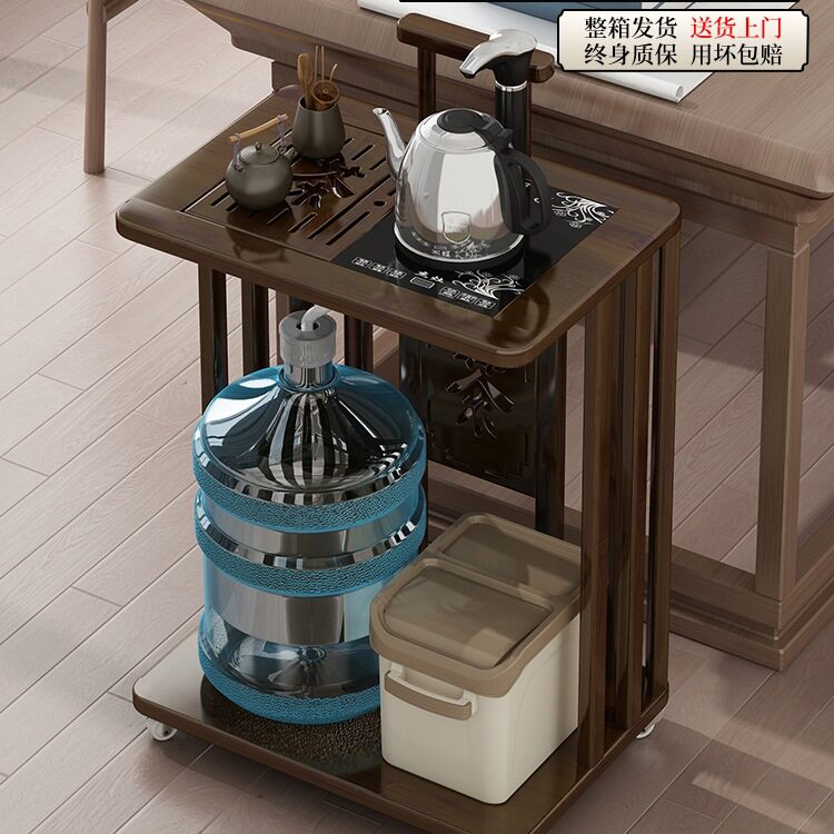移动茶水柜小茶台实木茶桌茶几客厅家用带轮茶车全自动烧水壶一体图片