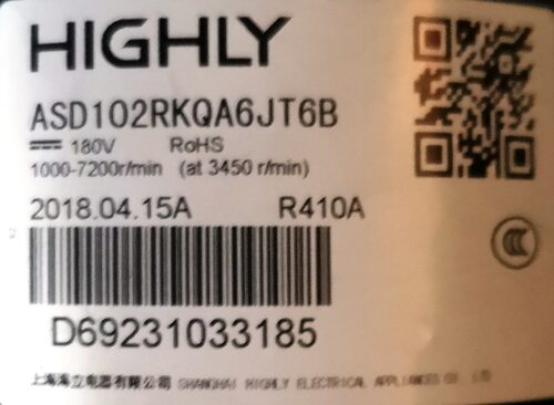 ASD102RKQA6JT6B 全新原装直流变频压缩机 R410A