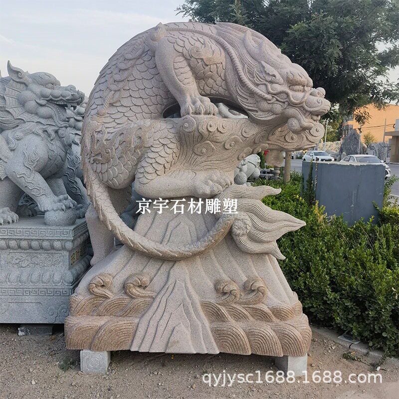 大型石雕吸水兽大理石汉白玉吸财兽蚣蝮镇水兽吸金兽避水兽摆件图片