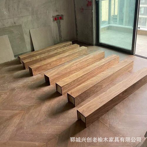 实木假梁榆木复古装饰吊顶装饰空心假房梁民宿装饰板材空心木条