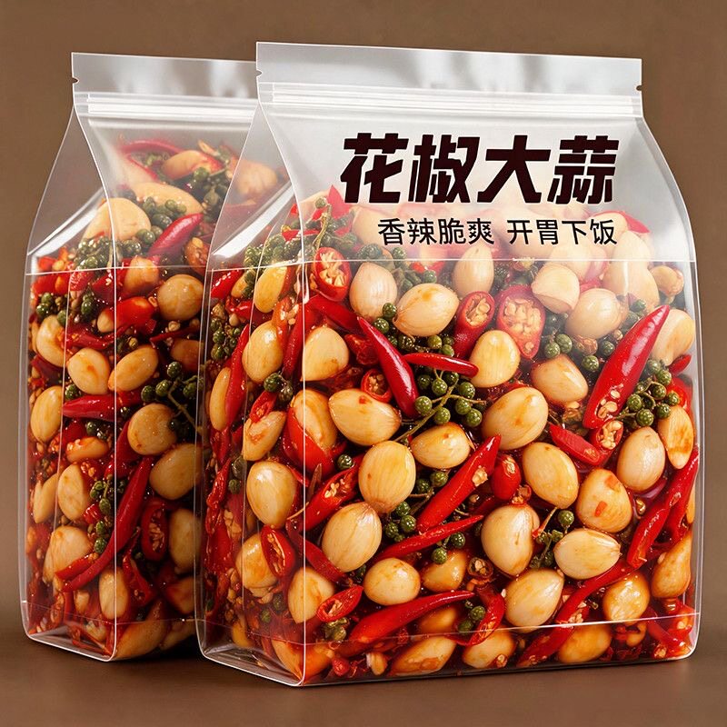 花椒泡大蒜农家手工老坛青花椒泡蒜头香辣腊八蒜泡菜开味下饭菜