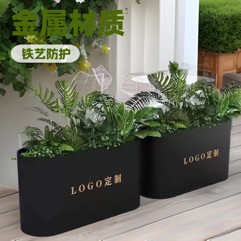 户外不锈钢花箱庭院售楼部绿化种植花盆架商业广场隔断花箱市政护图片