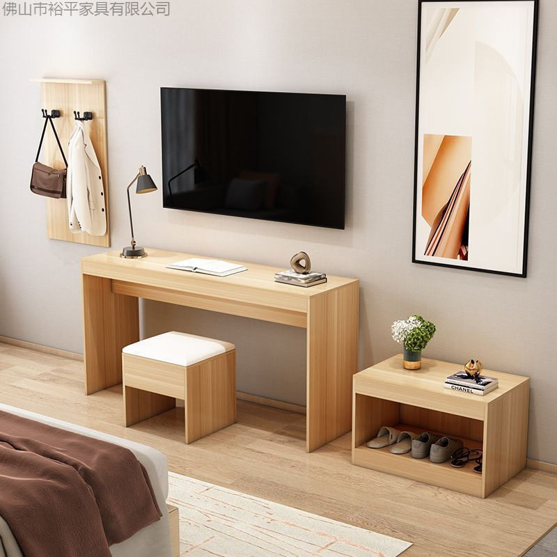 简约酒店宾馆电视柜行李柜组合旅馆民宿专用桌子标间全套卧室长桌图片