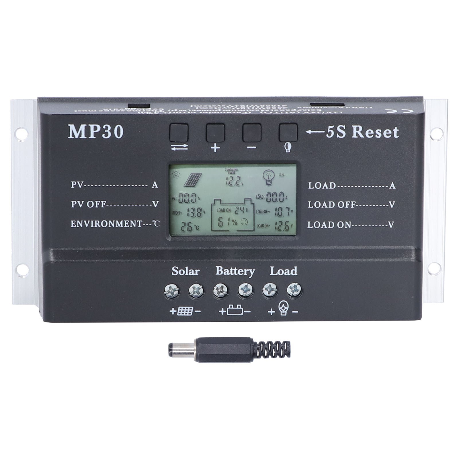 MPPT12V24V30A太阳能控制器多功能电量电流显示太阳能充电控制器