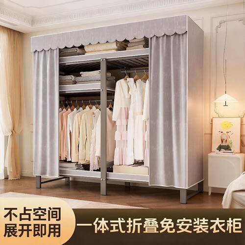 新款简易衣柜家用卧室出租房免安装折叠布衣柜结实耐用儿童收纳柜