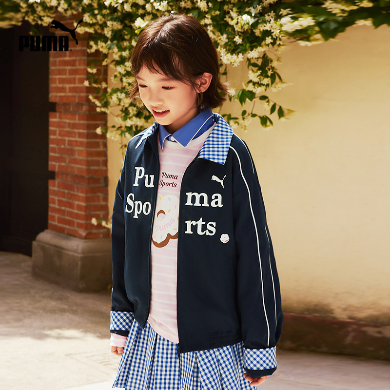 PUMA彪马童装2026秋季新款儿童女童便服翻领夹克时髦个性潮流长袖