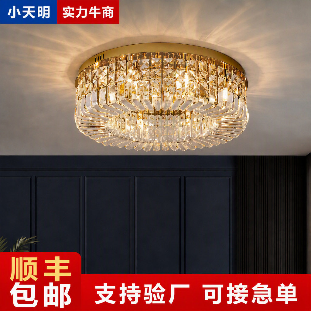 卧室灯高级感水晶吸顶灯调光现代简约客厅灯主灯房间灯具跨境图片