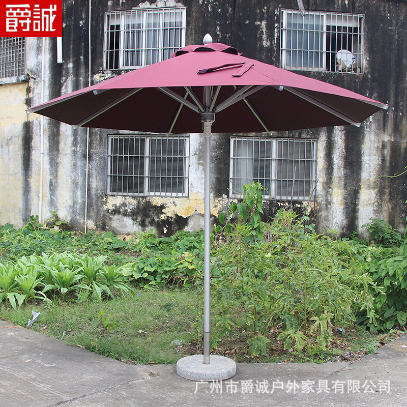 户外庭院遮阳伞酒店别墅铝合金中柱伞室外露天花园咖啡厅太阳伞图片