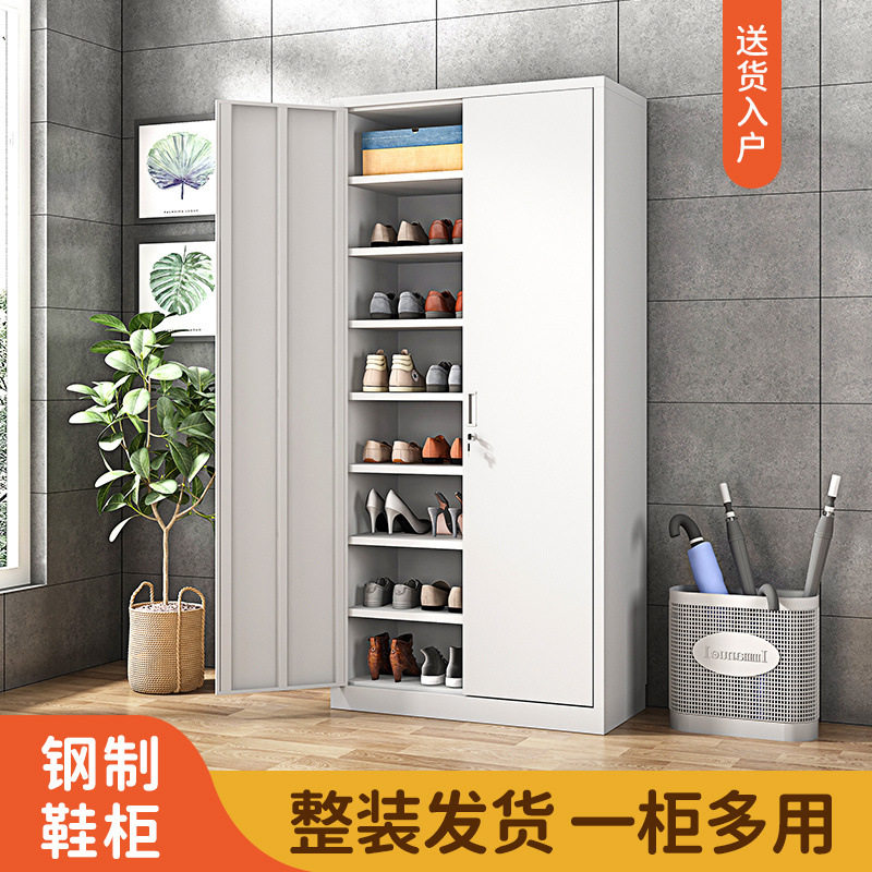 鞋柜家用门口简易钢制带锁门外入户柜子玄关楼道鞋架子铁皮收纳柜图片