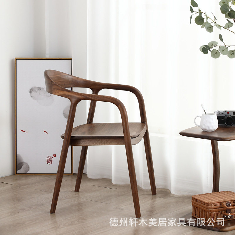 舒美特椅黑胡桃木椅子实木餐椅家用靠背办公室洽谈椅北欧椅子图片