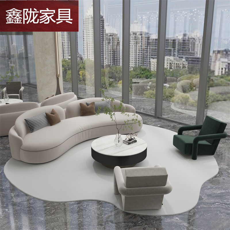 售楼处部洽谈沙发桌椅组合现代简约酒店大堂美容院休闲区接待卡座图片