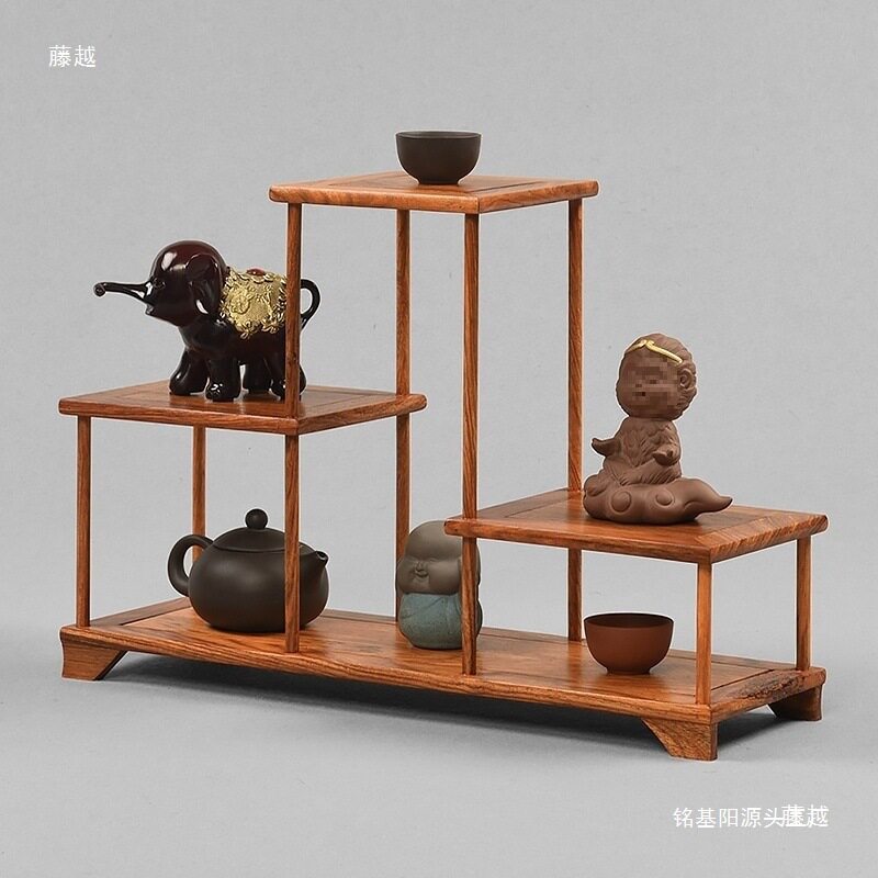 木非花桌面小博古架中式仿古多宝阁茶具杯紫砂壶架古董摆件展示图片