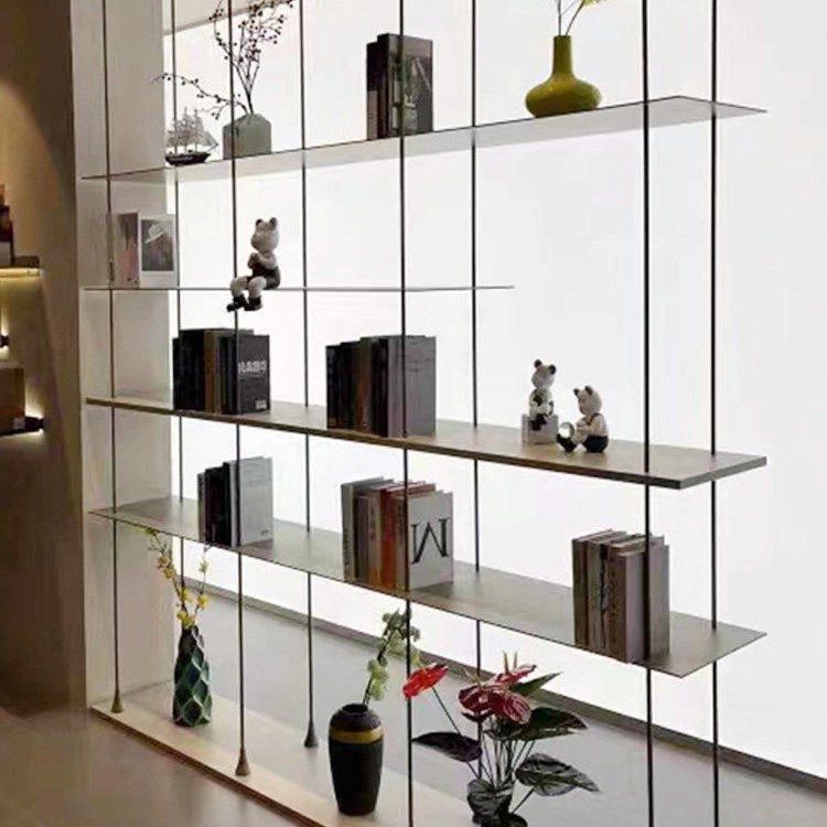 酒架极简吊架书柜置物架会所落地展示架家用背柜收纳架入户玄关架图片