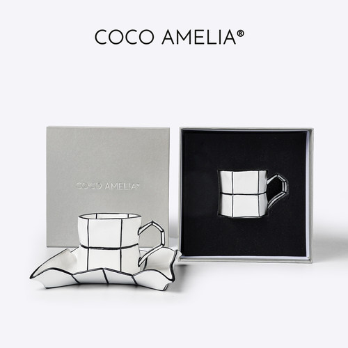 COCO AMELIA 陶瓷咖啡杯送礼家用办公室简约线条下午茶咖啡器具