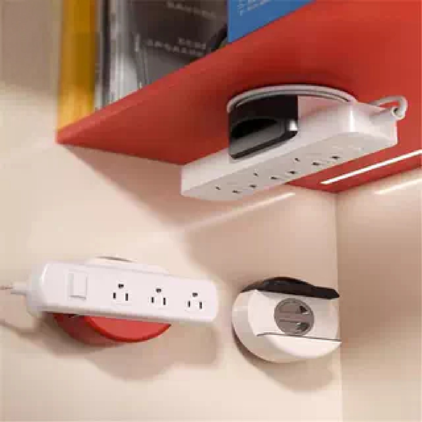 吸盘排插固定器免打孔墙面
