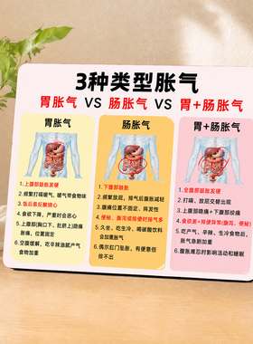 实用三种类型肠胃胀气知识科普养生馆门诊桌面装饰摆件